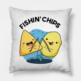 Fishin chips Funny Food Pun Pillow