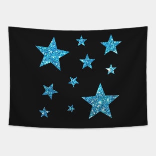 Light Blue Faux Glitter Stars Tapestry