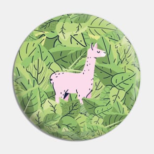 Alpaca in Leaves Pin