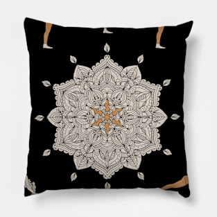 Sun Salutation Yoga Mandala Art Pillow