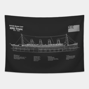 RMS Titanic ship plans. White Star Ocean Liner - PDpng Tapestry