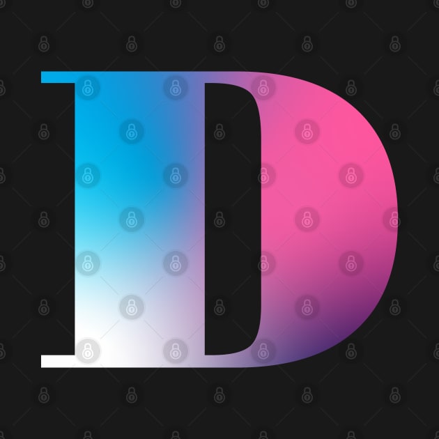 Capital Letter D Monogram Gradient Pink Blue White by Terriology