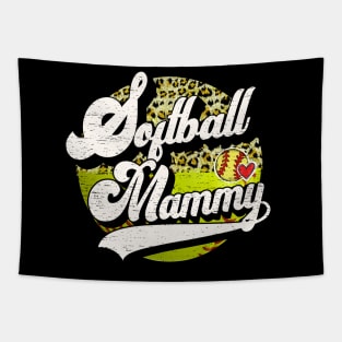 Softball Mammy Vintage Leopard Softball Family Matching Tapestry