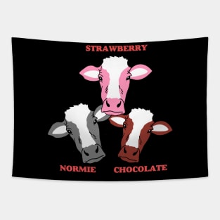 Strawberry Cow Chocolate Milk Cow and Normie Cow Tapestry