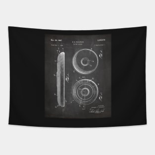 Disc Golf Patent - Golfer Frisbee Art - Black Chalkboard Tapestry