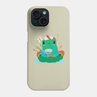 Cottagecore Aesthetic Frog Playing Banjo Mushroom Hat Kawaii Phone Case