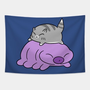 Waterbear and Blue Tabby Cat Tapestry