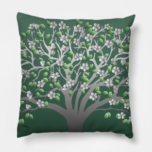 live in harmony with leaves and flowers on the tree Pillow