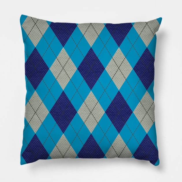 Gray and Blue Argyle Pillow by terrybain