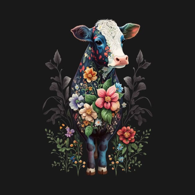 Cute Floral Cow Heifer Animal Lover Dairy Farming Farmer by Kertz TheLegend