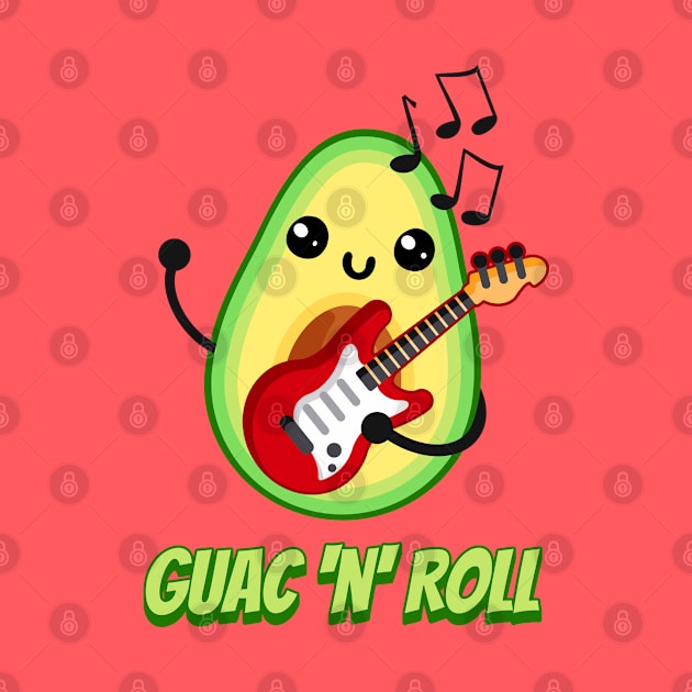 Guac 'n' Roll! Cute Avocado Music Cartoon by Cute And Punny