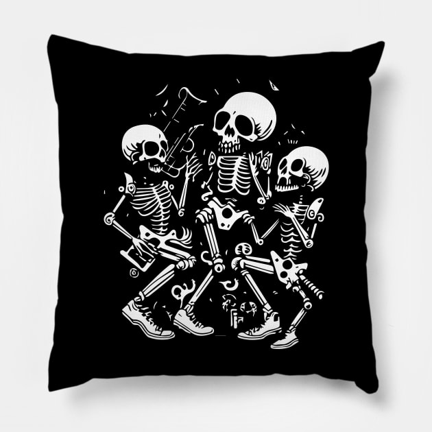 Skeletons Dancing to Jazz Pillow by lkn