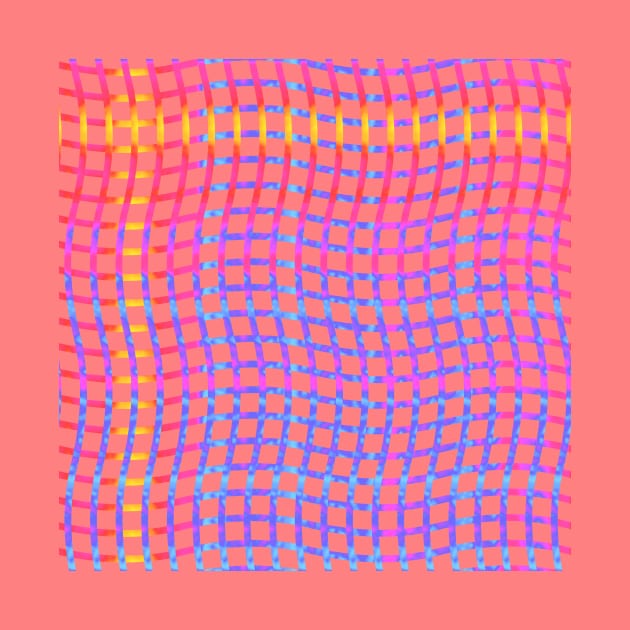 Wavy Plaid Rainbow on Pink by ArtticArlo