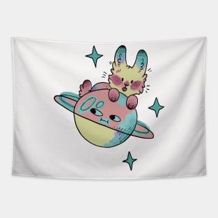 bunny with moon and stars Tapestry