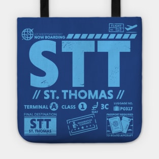 Vintage St. Thomas STT Airport Code Travel Day Retro Travel Tag USVI Tote