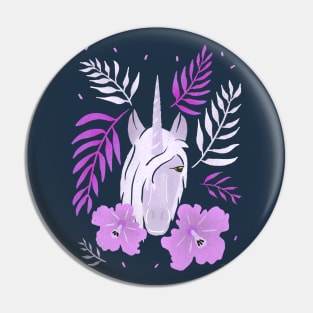 Pink Unicorn Tropical Hibiscus and Leaves Pin