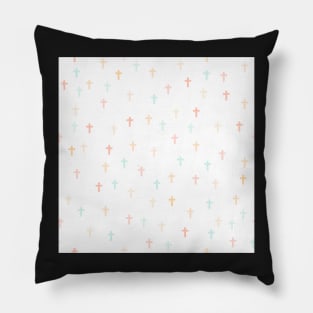 Itty Bitty Crosses Pure White Pillow