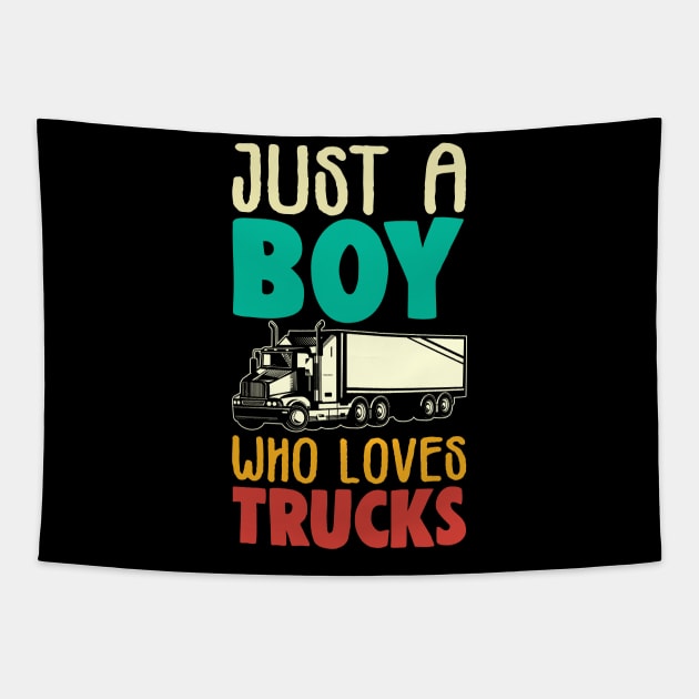 Just A Boy Who Loves Trucks Farmer Gift Tapestry by Chapmanx