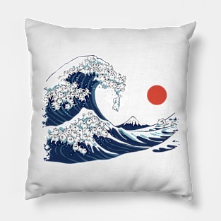 The Great Wave of Samoyed Pillow