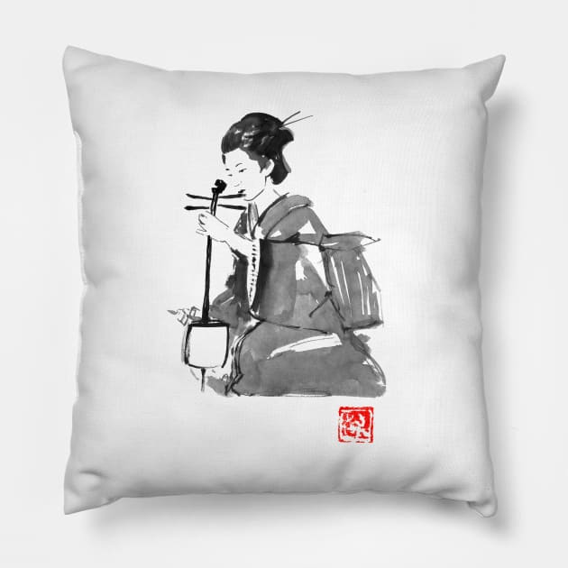 playing geisha Pillow by pechane