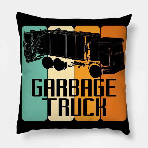 Vintage Garbage Truck Driver Trash Pillow by DesignatedDesigner