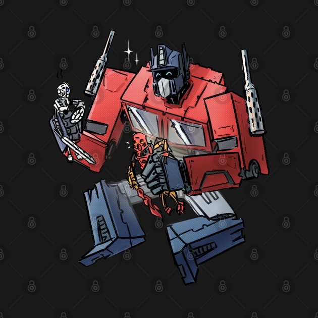 Optimus plays with Bionicles by Creative Mechanics