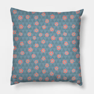 Ditsy Small Flowers on Geometric Background Pillow