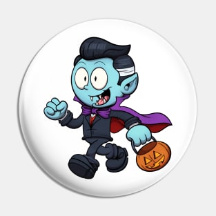 Kid Dressed As Dracula Trick Or Treating Pin