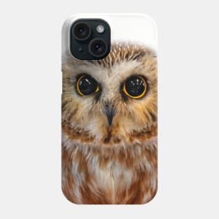 Closeup of a Cute Northern Saw Whet Owl Phone Case