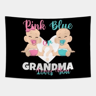 Pink or Blue Grandma Loves You Baby Reveal Tapestry