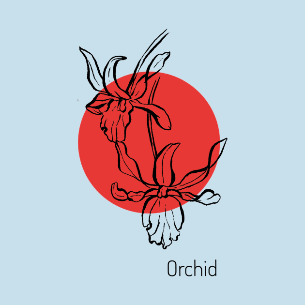 Orchid on red circle by Art by Taya 