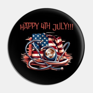 Happy 4th of july, stethoscope Pin