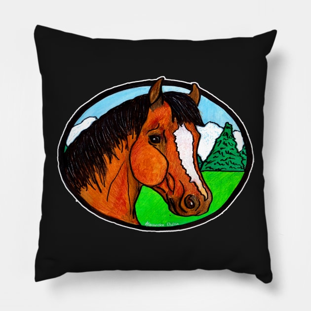 Bay horse Pillow by Shyflyer