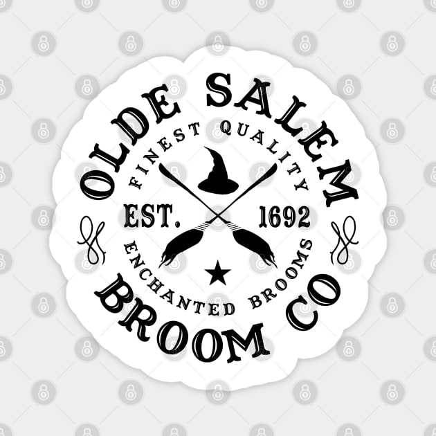 Wiccan Occult Witchcraft Salem Broom Company Magnet by Tshirt Samurai