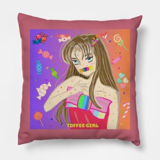 Anime Japanese cartoon style, candy girl Pillow