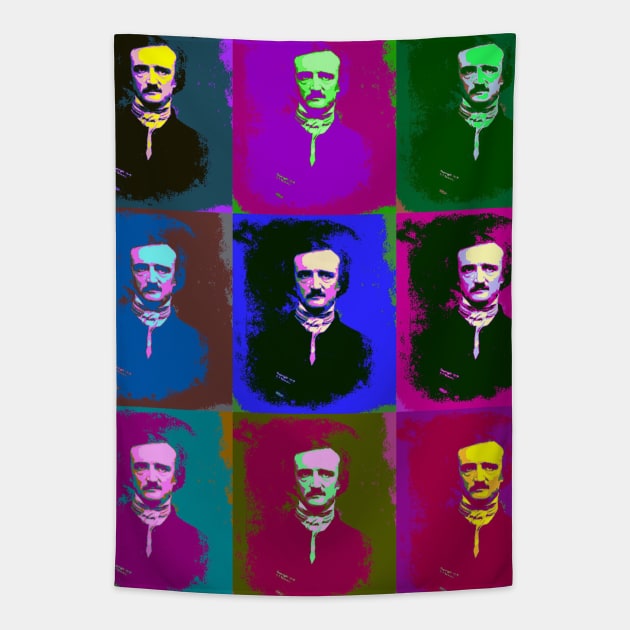 Edgar Allan Poe Pop Art Tapestry by icarusismartdesigns