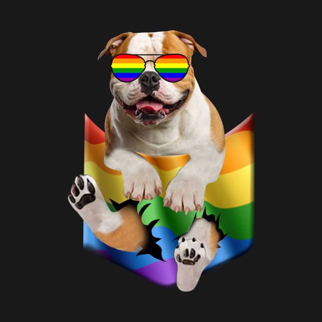 Bulldog In Pocket LGBT Pride Flag For Dog Lovers by Terryeare