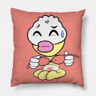 Cute Slluks character fatty boy getting nervous illustration Pillow