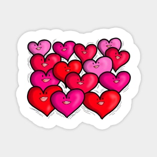 Happy Red Pink Smiling Hearts Magnet