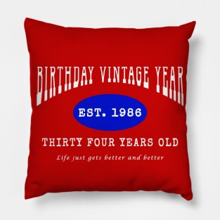 Birthday Vintage Year - Thirty Four Years Old Pillow