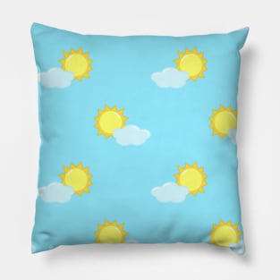 Sun and Clouds Pattern 2 in Light Blue Pillow