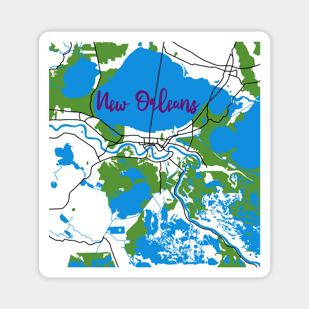 New Orleans Map Magnet by CorrieMick