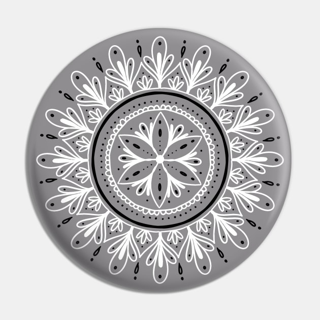 Black and White Mandala Pin by Lizzamour