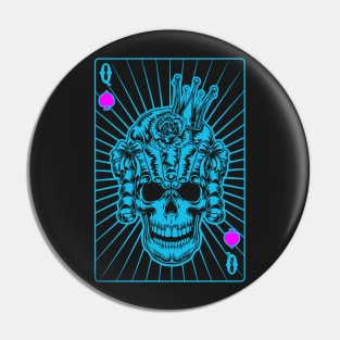 Queen of Spades Blue Skull Pin