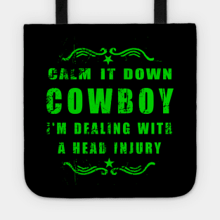 TBI Brain Injury Green - Calm it Down Cowboy Tote