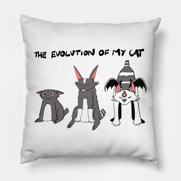 Evolution of my cat. Pillow by CarlComics