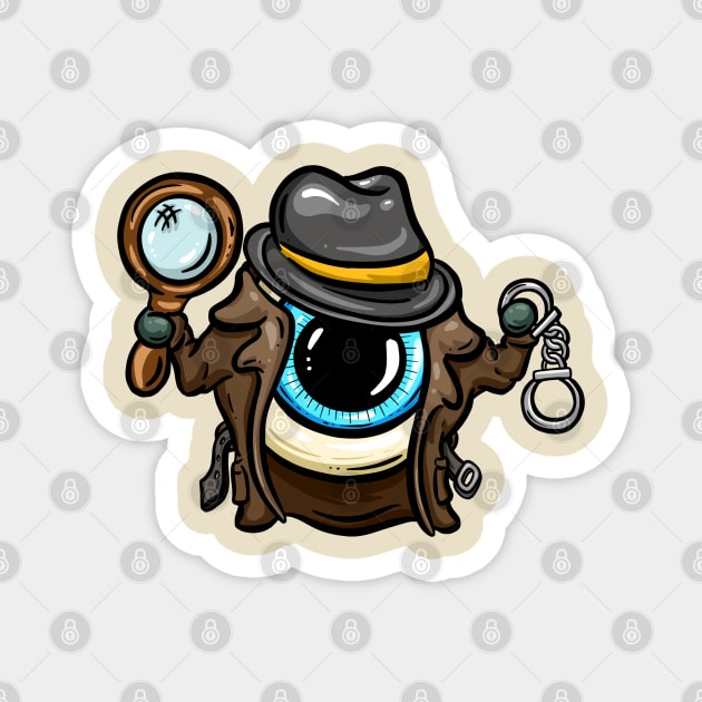 Eyeball Detective Blue Columbo Tattoo Cartoon Style Eye Magnet by Squeeb Creative