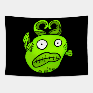 Green Alien Fish Tapestry