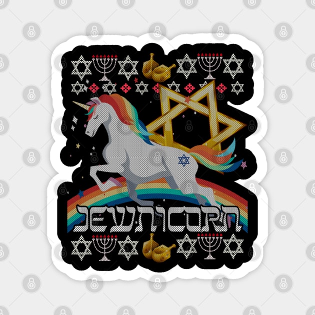 Jewnicorn Unicorn Ugly Hanukkah Chanukah - Funny Jewish Magnet by HBart