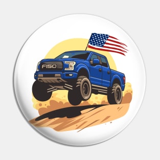 F150 car truck offroad jump on desert blue Pin